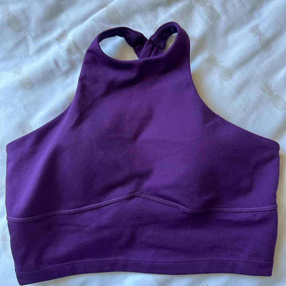 Popflex purple crop top with cross back, size small